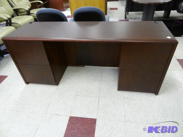 lot 18 image: Desk with 4 file drawers. 72 x 21 x 29...