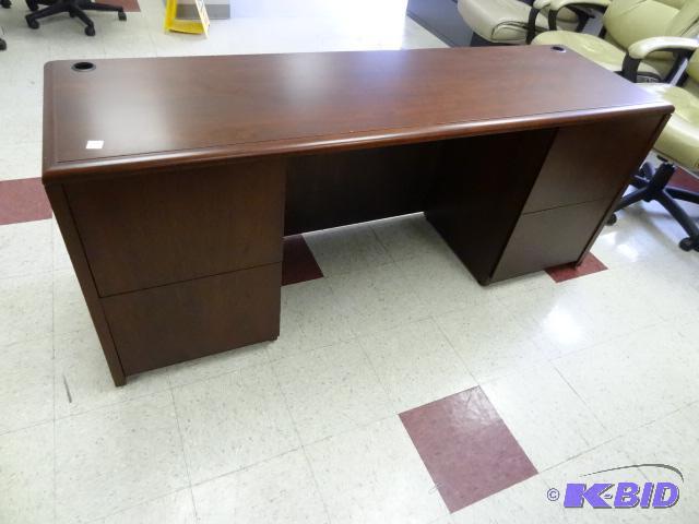 lot 20 image: Desk with 4 file drawers. 72 x 21 x 29...