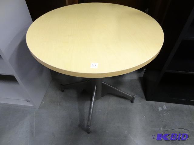 lot 208 image: 30" round table with metal frame...