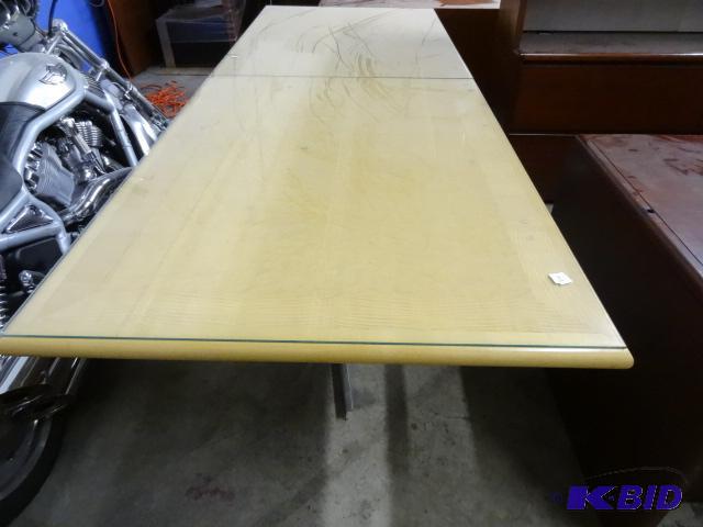 lot 220 image: One piece conference table with 2 piece glass...