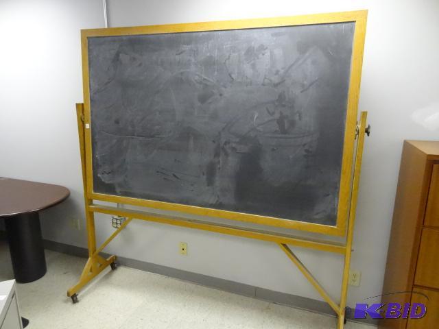lot 33 image: Wood blackboard. Double sided. On wheels. 76 ...