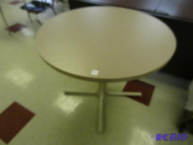 lot 36 image: 36" round metal framed table....