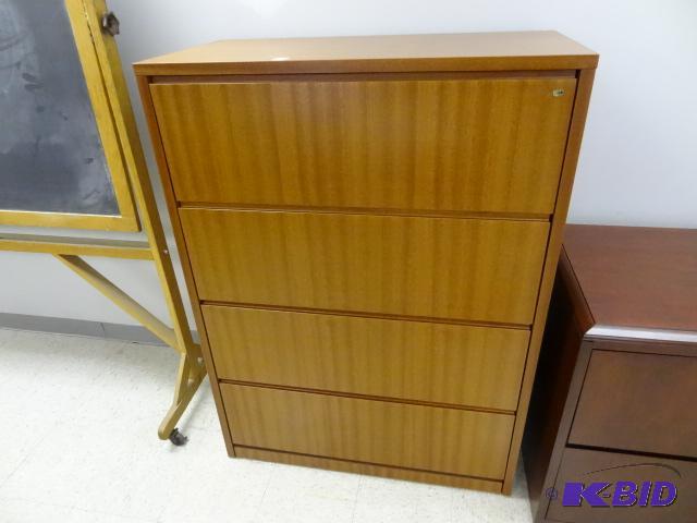 lot 37 image: Laminate 4 drawer lateral file. 38 x 19 x 52...