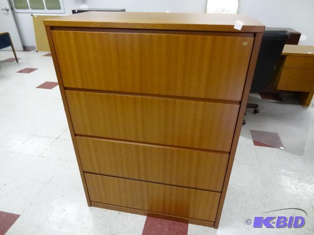 lot 60 image: Laminate 4 drawer lateral file. 38 x 19 x 52...