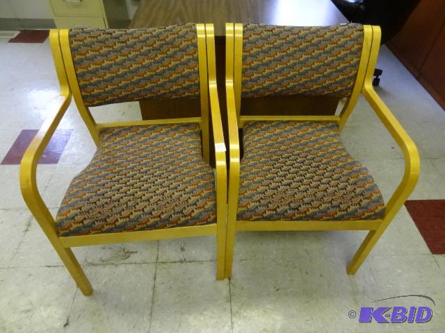 lot 65 image: 2 matching wood framed side chairs...
