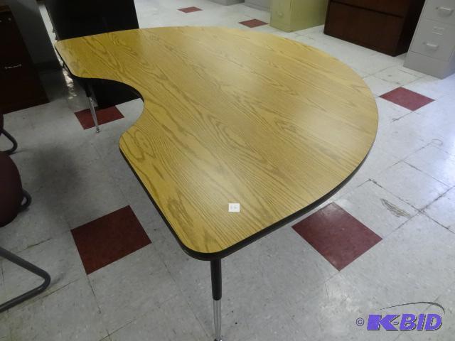 lot 66 image: Half round childrens table with teacher inde...