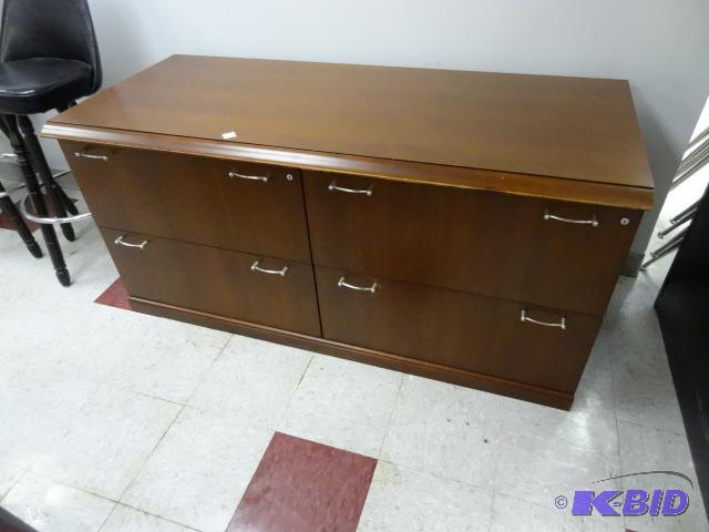 lot 69 image: Wood credenza with 4 lateral file drawers. 60...