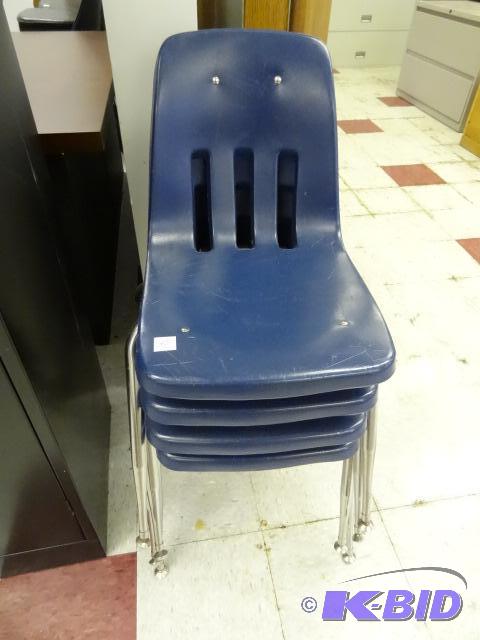 lot 72 image: 4 metal framed student chairs...