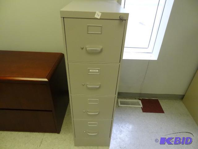 lot 74 image: 15" metal 4 drawer file cabinet with loc...