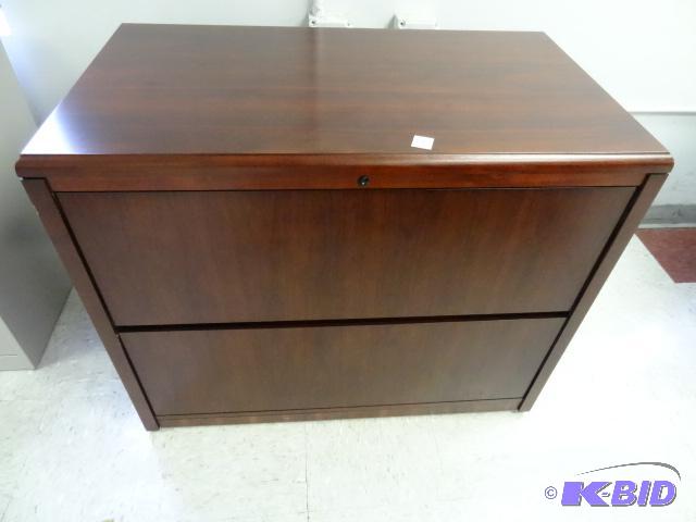 lot 86 image: wood 2 drawer lateral file. 36x20x30...