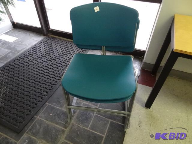 lot 90 image: 4 metal framed stack chairs...