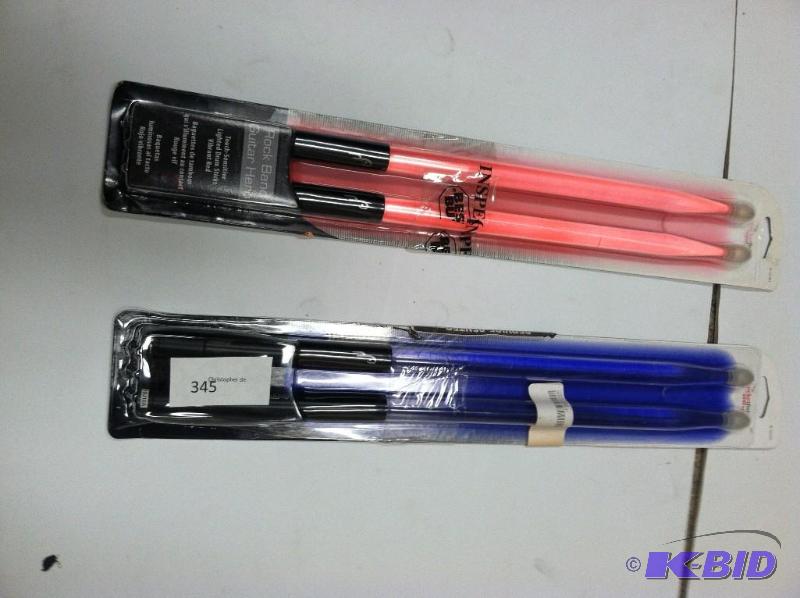 lot 303 image: 2 Pairs Guitar Hero Rock Band Lighted Drum St...