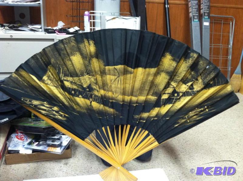 lot 306 image: Chinese Bamboo Fan, Approximately 3 Feet high...