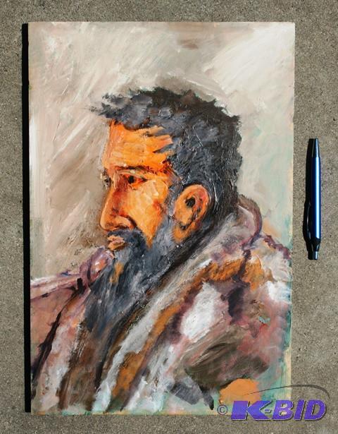 lot 3083 image: Original Acrylic on wood board. Portrait of a...