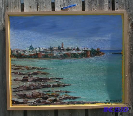 lot 3090 image: Original Acrylic on wood board. Morocco Ouday...