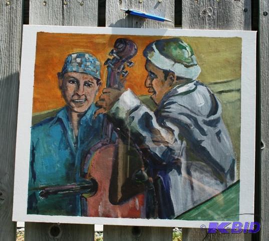 lot 3092 image: Original Acrylic on wood board. Moroccan Musi...