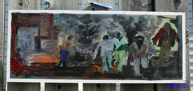 lot 3093 image: Original Acrylic on wood board. Palestinian s...