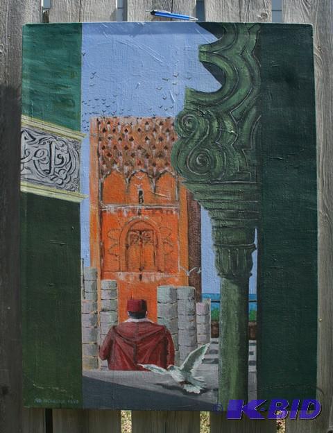 lot 3096 image: Original Acrylic on canvas of Hassan site. Mo...