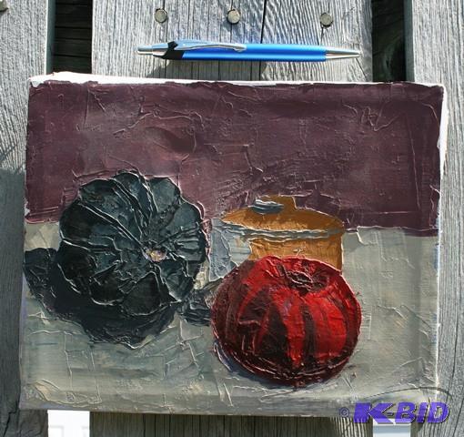 lot 3100 image: Original oil on canvas. Still life. Signed by...