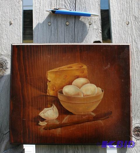 lot 3104 image: Original painting on wood board...