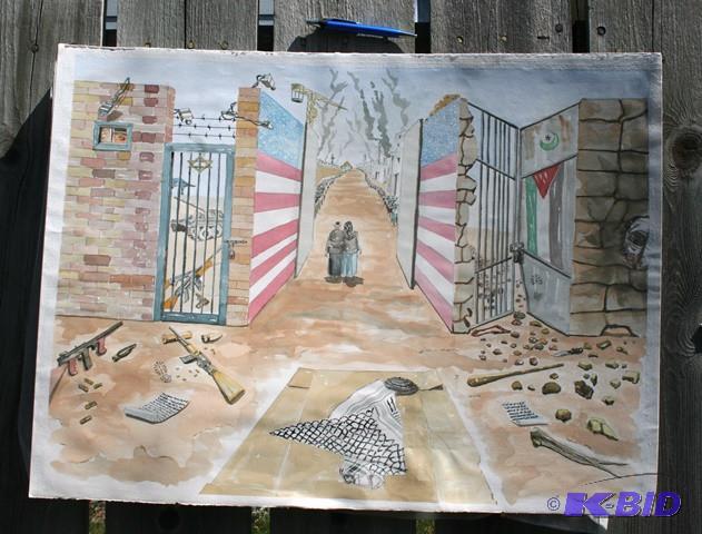 lot 3118 image: Original watercolor city scene...