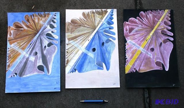 lot 3121 image: Watercolor of abstract subjects. Signed by ar...