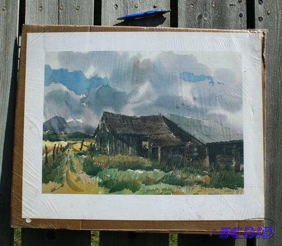 lot 3122 image: Watercolor print....