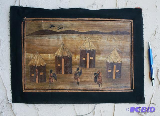 lot 3133 image: Original African collage art. Unknown artist....