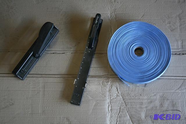 lot 3335 image: Nylon band1 inch wide, a stapler for large p...