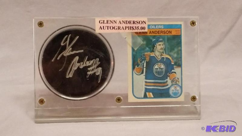 Glenn Anderson signed hickey puck # 9 with oi...