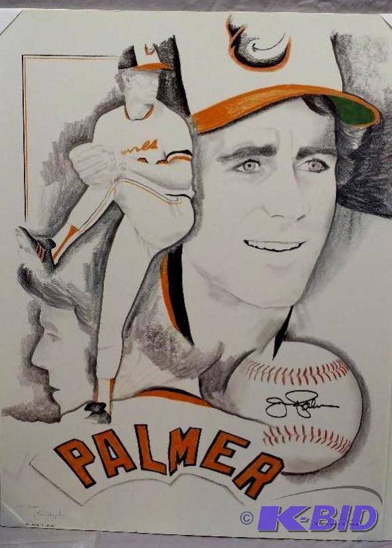 Signed Jim Palmer print done by his wife Joni...