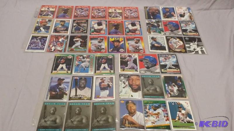 45 Kirby Puckett cards all in 3 ring binder s...