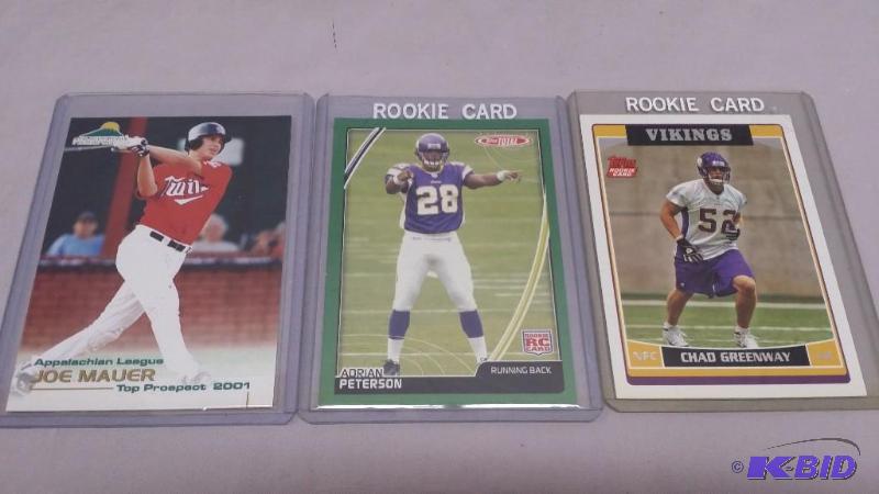 3 Rookie cards in protectors Including Minne...
