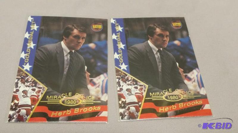 2 Miracle on Ice 1980 Herb Brooks cards...
