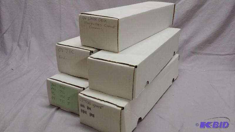 5 Boxes of un searched cards mostly Baseball,...