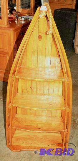 lot 3 image: Solid wood boat shaped book shelf 20x51x10&qu...