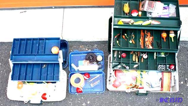lot 57 image: 3 fishing tackle boxes vintage jack knife Fre...