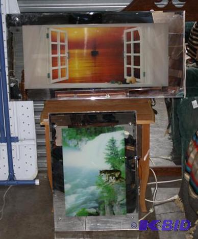 lot 68 image: 2 mirrored pictures that are back lighted. Wo...