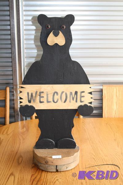 lot 77 image: Wood Welcome Bear free standing 33x17"  ...