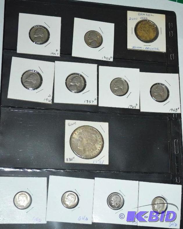 lot 93 image: Group of misc&nbspcoins including a 1921 Mor...