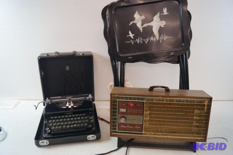 TV trays and typewriter