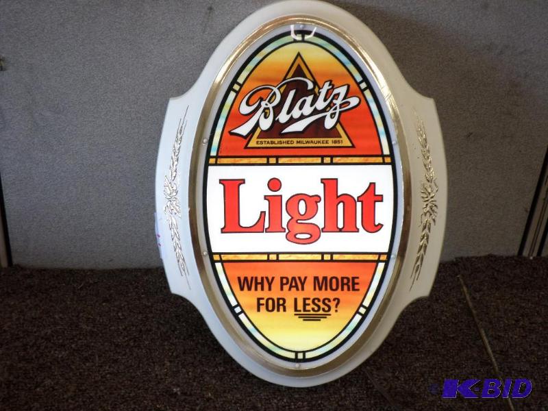 Blatz Light Lighted Sign, 120Volt, Works, Mea...