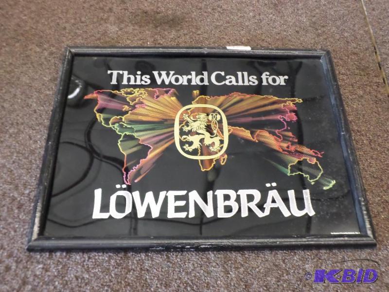 Lowenbrau Framed Picture, Measures 19&quotx2...