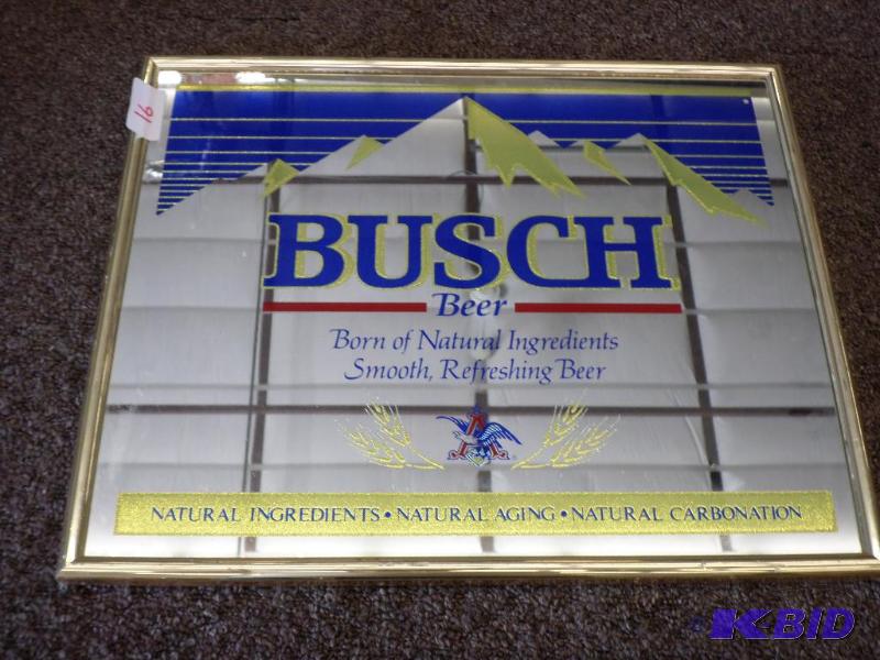 Busch Beer Mirrored Sign, Measures 19&quotx2...
