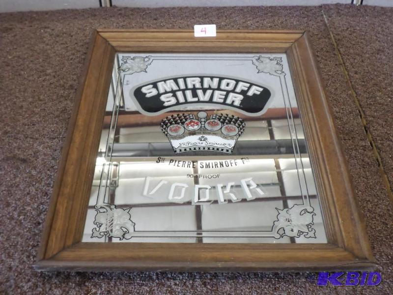 Smirnoff Silver Vodka Mirrored Sign, Measures...