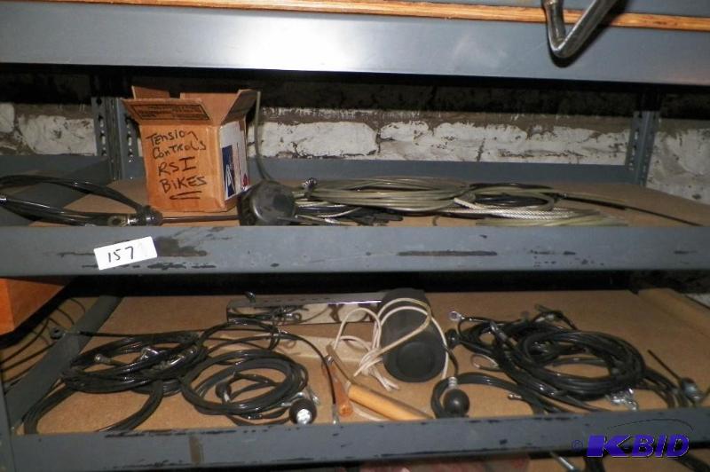 lot 157 image: 2 shelves of cables & parts
