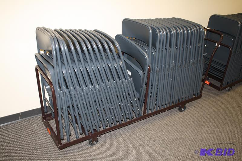 lot 102 image: Cart & 32 folding chairs...