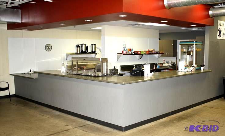lot 133 image: CORIAN L shaped counter top with no base, gra...