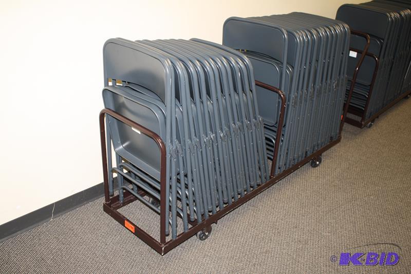 lot 152 image: Cart Rack for storing chairs & 31 folding...