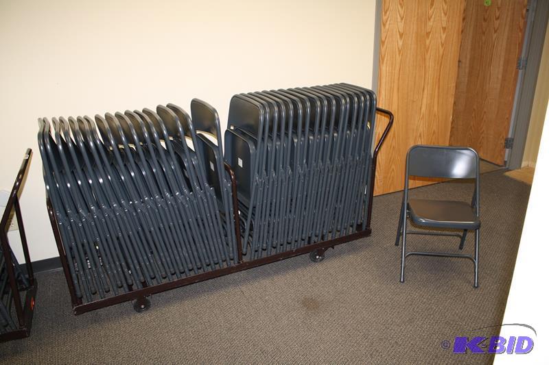 lot 154 image: Cart &nbspon wheels for storing chairs and 3...
